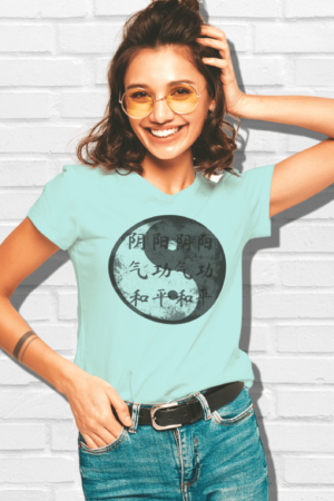 Meditation Yin Yang Qigong Peace Distressed T-Shirt