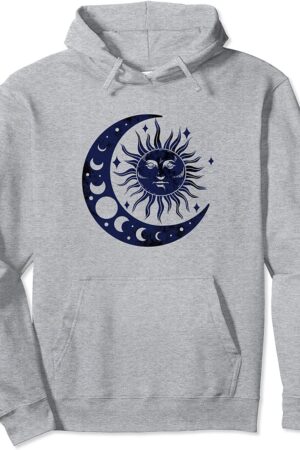 Meditation Sun Moon Distressed Pullover Hoodie